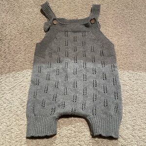Mebie baby grey embellished short knit romper